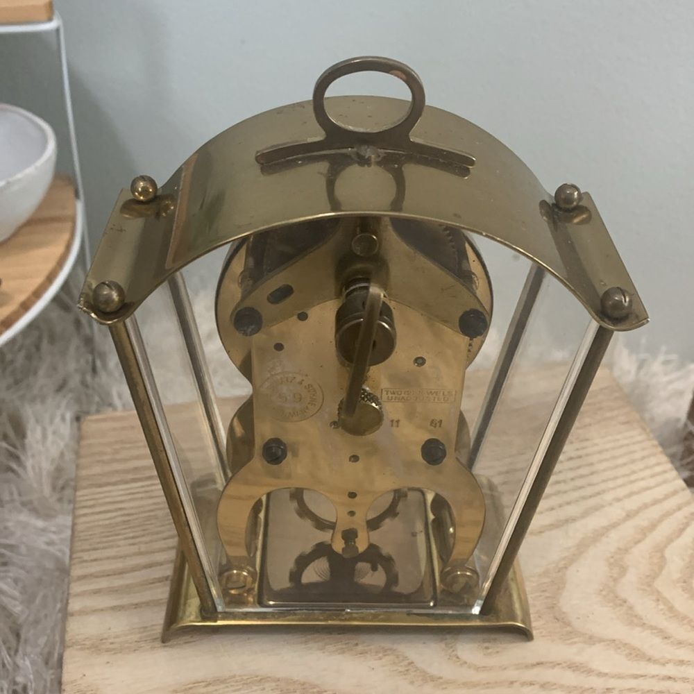 Vintage Schatz 8 Day Carriage Style Metal & Plastic Clock Moving Gear Mechanism - Picture 9 of 17